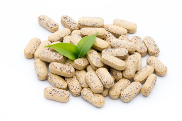 Alternative Medicine. Vitamin capsules. Homeopathic supplement.