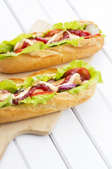 hot dogs on a wooden table