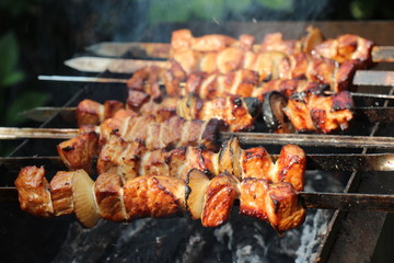 shish kebab on nature