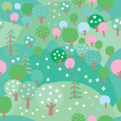 Fototapeta premium Vector seamless pattern. Spring forest