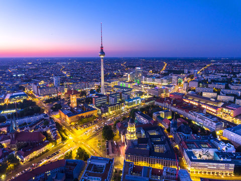 The Television Tower in Berlin at night