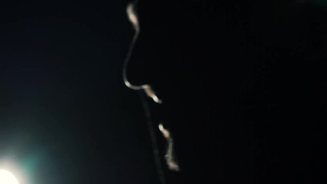 Horrible zombie deriding in the darkness