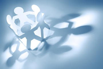 Paper chain team meeting together