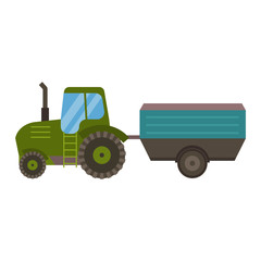 Vehicle tractor farm vector illustration isolated on white background. Construction industry farm harvesting machinery equipment tractors