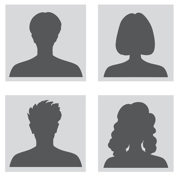 Avatar set. People profile set. Woman and man silhouette.