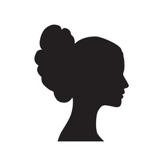 Pretty girl profile. Woman head silhouette. Portrait bridal retro