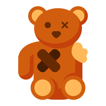 Broken toy bear vector illustration.