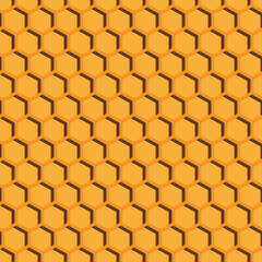 Honeycomb seamless pattern.Vector illustration.Hexagonal cell texture. Grid on yellow background.Geometric design. Modern stylish abstract texture. Template for print, textile, wrapping and decoration