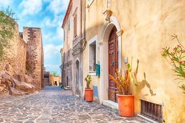 Fototapete the beautiful alley of castelsardo old city © replica73