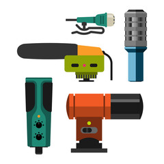 Different microphones vector icons