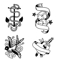 Old vintage tattoo vector illustration