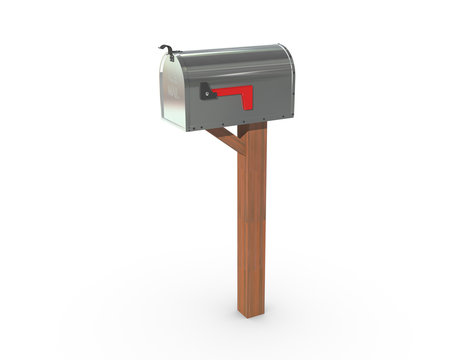 3D Rendering of a Mailbox in Chrome closed