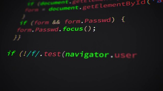 Software developer programming website code in a loop 