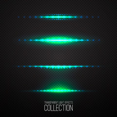 Glowing light effcets collection  isolated on transparent Vector illustration .