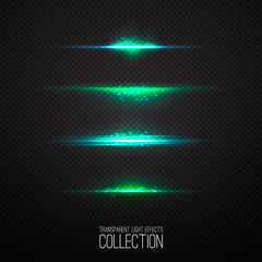 Glowing light effcets collection  isolated on transparent Vector illustration .