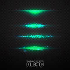 Glowing light effcets collection  isolated on transparent Vector illustration .