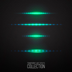 Glowing light effcets collection  isolated on transparent Vector illustration .