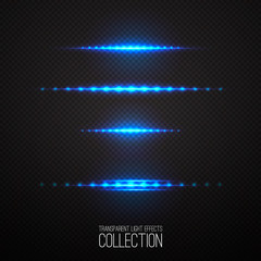 Glowing light effcets collection  isolated on transparent Vector illustration .