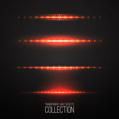 Glowing light effcets collection  isolated on transparent Vector illustration .