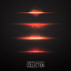 Glowing light effcets collection  isolated on transparent Vector illustration .