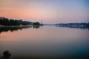 view of both banks of the Vistula River in Warsaw