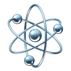 Orbital model of atom - physics 3D illustration - obrazy, fototapety, plakaty