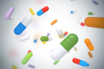 Falling colorful pills
