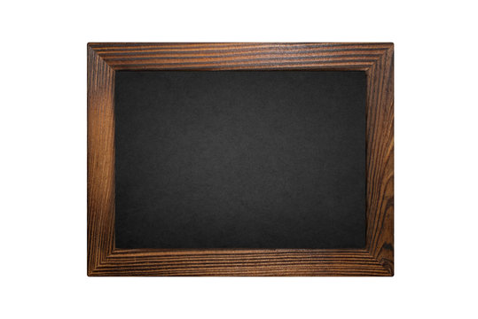 Wood frame blackboard isolated on white