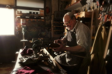 craftsman making luxury handmade man shoes