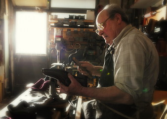 craftsman making luxury handmade man shoes