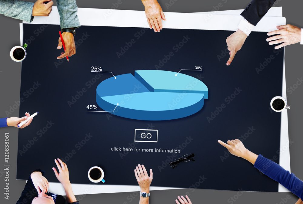 Poster pie graph analysis statistics report concept