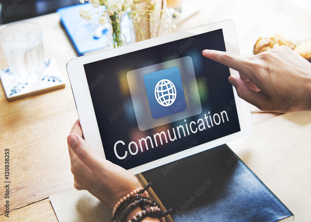 Poster communication connection network globe concept