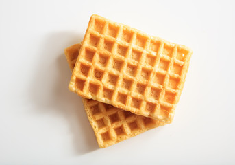Waffles on white background