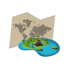 flat design world map and tropical island icon vector illustration