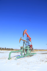 Oil field, oil pump in the work