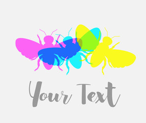 Colorful Flies Vector Background