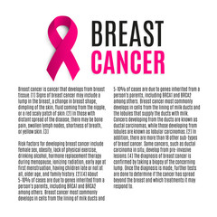 Isolated pink color ribbon on the white background with text banner. Against cancer logotype. Stop disease symbol. International worldwide breast cancer week. Medical sign. Vector illustration.