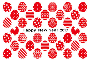 年賀状　酉年　鶏と卵