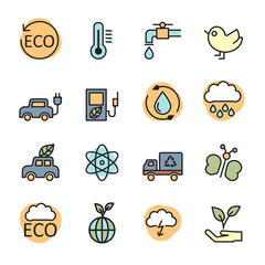 color line ecology energy icon set 2, vector eps10
