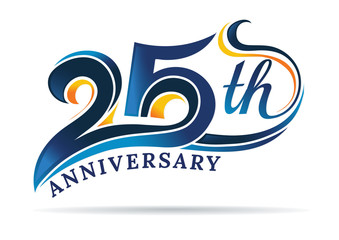 anniversary emblems 25 in anniversary concept template design - obrazy, fototapety, plakaty
