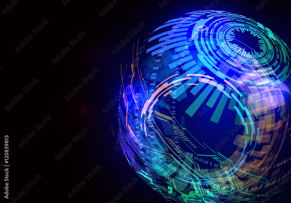 Poster digital technological abstract concept visual, vector illustration
