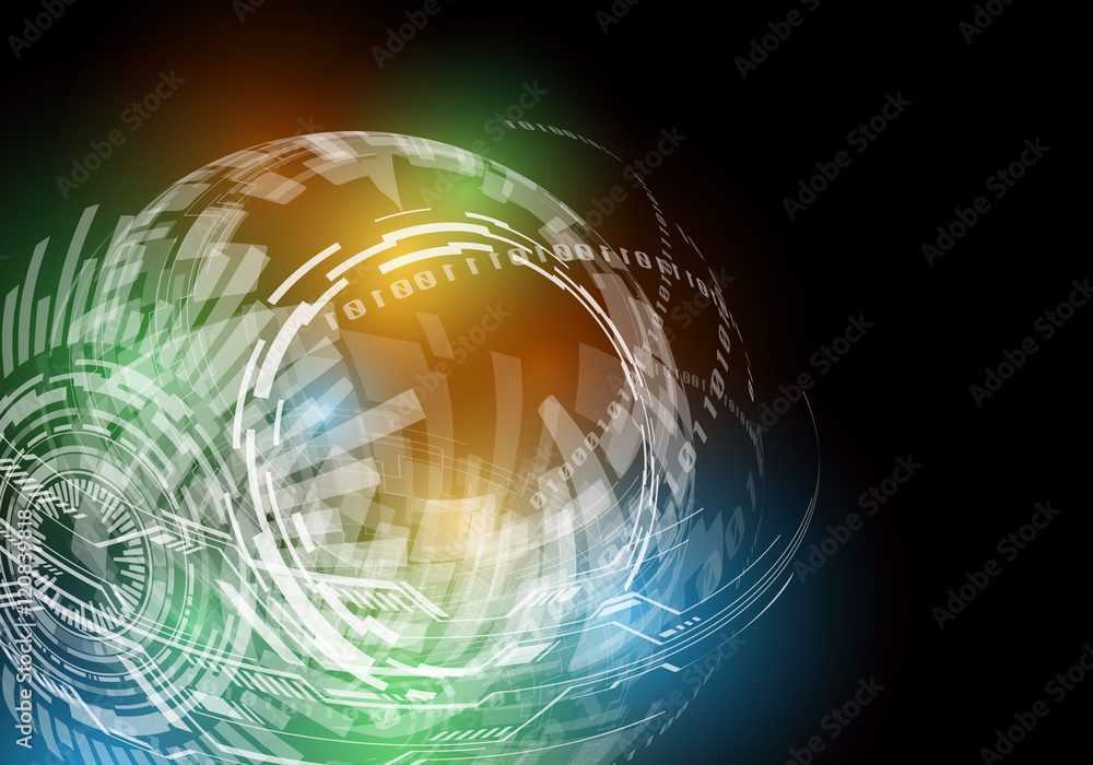Aufkleber digital technological abstract concept visual, vector illustration