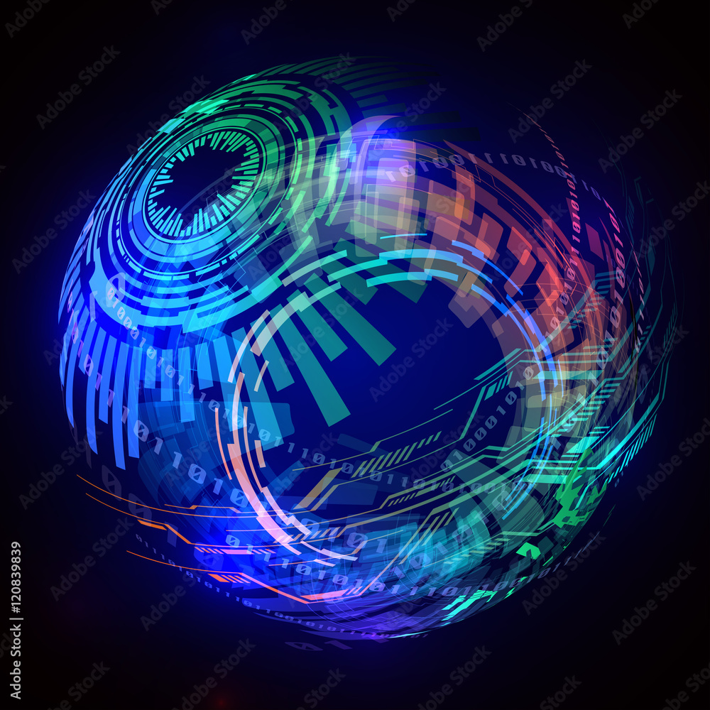 Aufkleber digital technological abstract concept visual, vector illustration