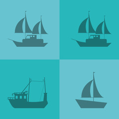 flat design ship or boat emblem image vector illustration