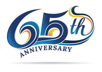 anniversary emblems 65 in anniversary concept template design - obrazy, fototapety, plakaty