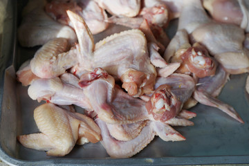Fresh chicken meat in the markets, Fresh raw chicken sell in local market, Selective focus