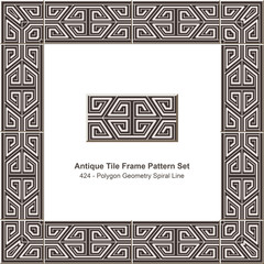 Antique tile frame pattern set_424 Polygon Geometry Spiral Line