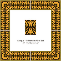 Antique tile frame pattern set_451 Oval Garden Leaf