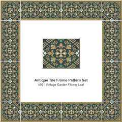 Obraz premium Antique tile frame pattern set_456 Vintage Garden Flower Leaf