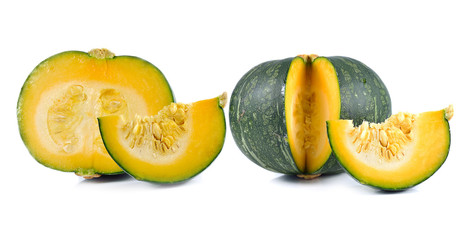 Green pumpkin isolated on the white background.